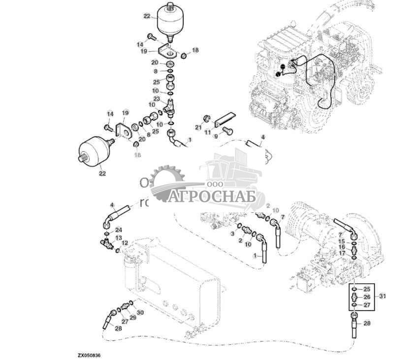 ACCUMULATOR (HHC) FOR IVLOC TRANSMISSION WITH OPTIONAL HHC VALVE WITH LATERAL TILT 